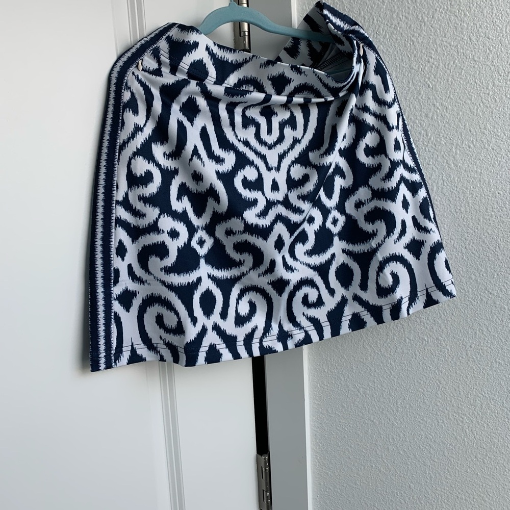 Gretchen Scott Designs Navy and White Patterned Mini Skirt